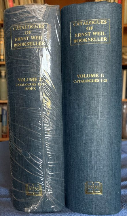 Catalogue of books, manuscripts, photographs and scientific instruments fully described and offered for sale by Ernst Weil 1943-1965. Original thirty three catalogues bound in two volumes.with a biographical memoir by Hanna Weil. Full author-title index c