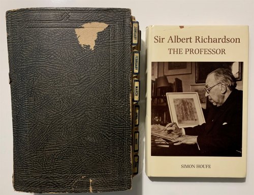 Manuscript Notebook for His History of Art Class At College, with Additions. [Together with a Copy of Sir Albert Richardson, the Professor, by Simon Houfe]