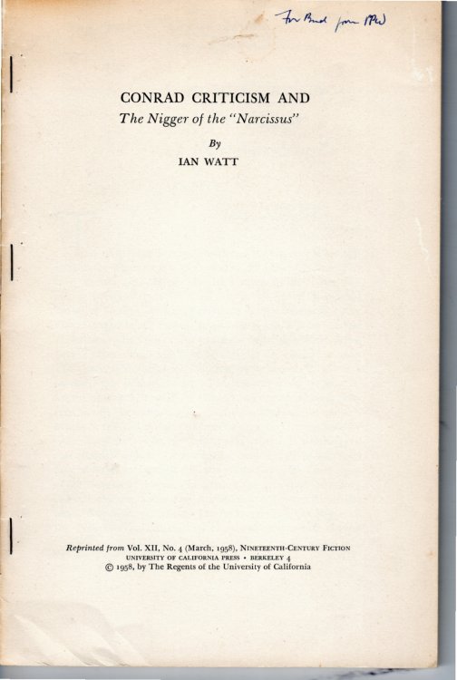 [Two Titles] Conrad Criticism and , the Nigger of the 