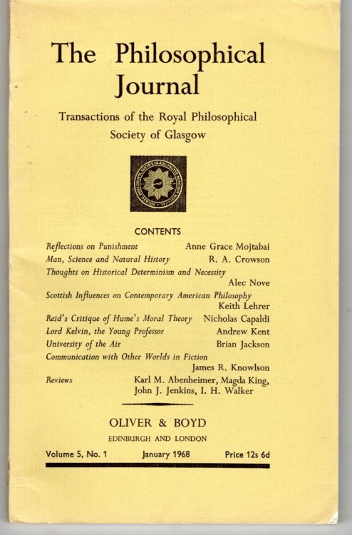 The Philosophical Journal Transactions of the Royal Philosophical Society of Glasgow, Vol. 5, No. 1, January 1968