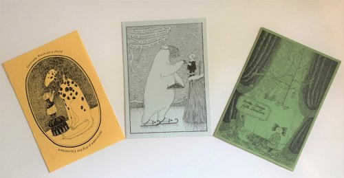 Three Gorey Illustrated Christmas Cards: Gertrude Stein As a Child; a Future Unremembered Poet of the 17th Century; Hertha Strugg's Fifth Christmas