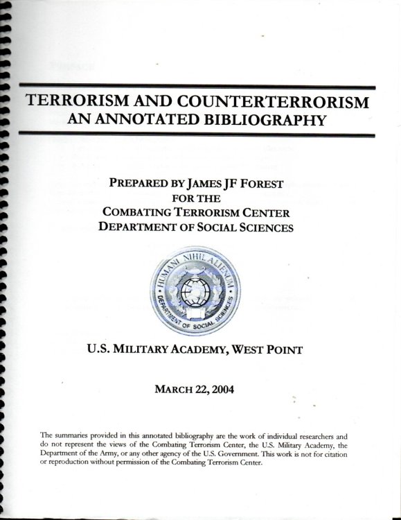 Terrorism and Counterterrorism, an Annotated Bibliography