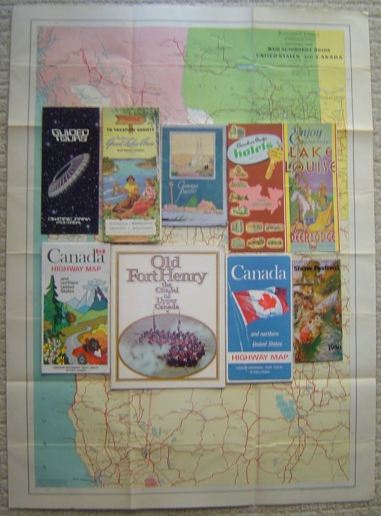 Ten Items on Canadian (And U. S. ) Travel Including Travel Bureau Including Map, Map Brochures, a Canadian Pacific Passenger List, Etc.