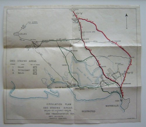 Circulation Plan DBS Staging Areas Calais St. Victoret Arles (Map for the Redeployment of Troops from Europe to the Pacific Theater of WWII. )