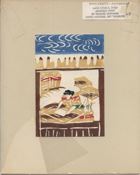 Papermaker. Kataezome hand-stencil dyed, Japanese Print.