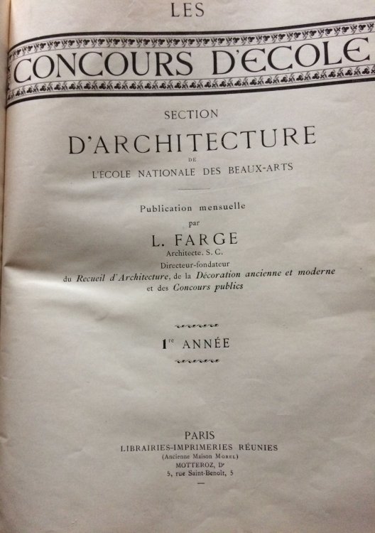 Les Concours D'Ecole Section D'architecture de L'Ecole Nationale des Beauxarts.