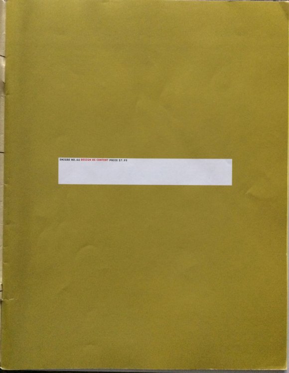 Emigre 44. Design as Content. (Fall 1997).