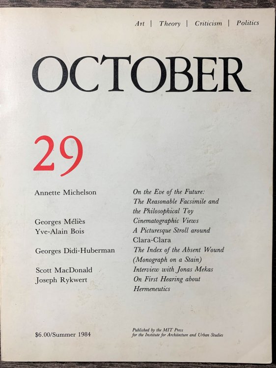 October 29 (Art, Theory, Criticism, Politics).
