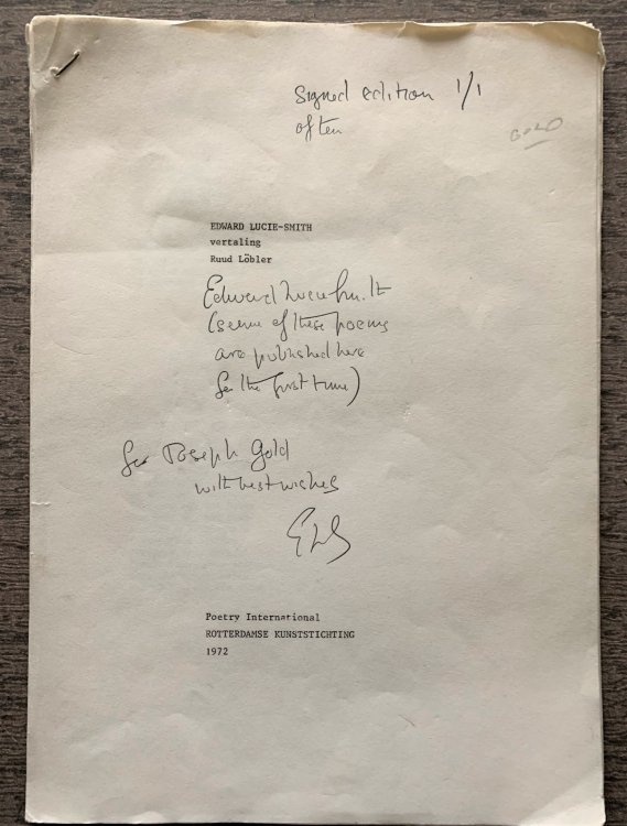 (Poems). vertaling, Ruud Lobler. (inscribed by the author)