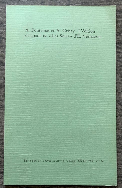 A. Fontainas et A. Grisay : L'edition originale de 