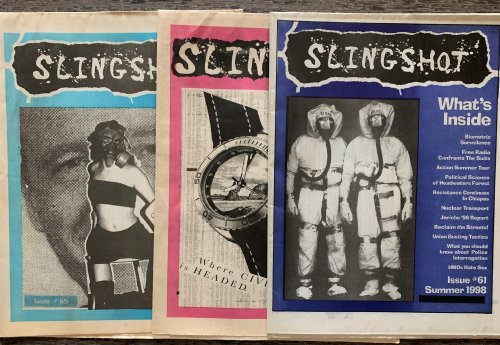 [3 Issues] Slingshot, Issue 61, Summer 1998; Issue 66, Autumn 1999; Issue 69, Summer 2000.