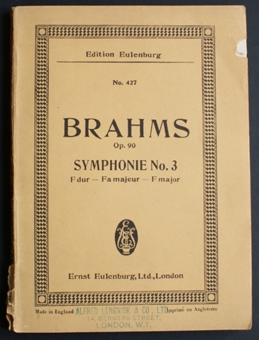 Brahms Op. 90. Symphonie No. 3. F dur - Fa majeur - F major. Fur Orchester.