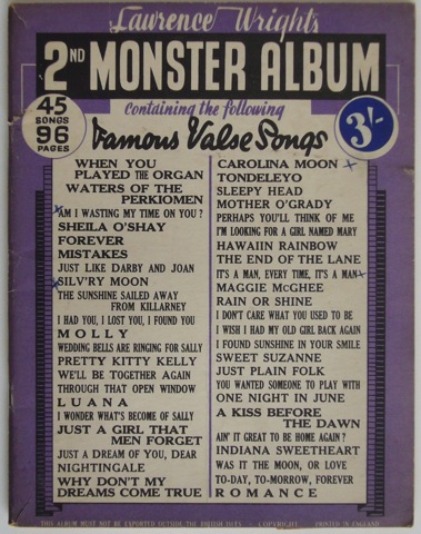 Lawrence Wright's 2nd Monster Album containing 45 famous Valse songs