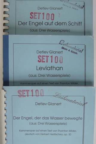 "Drei Wasserspiele - Leviathan Op. 10; Der Engel, Der Das Wasser Bewegte Op. 30; Der Engel auf dem Schiff Op. 31. Kammeroper auf einem Text von Thornton Wilder, deutsch von Herbert Herltschka. Full Scores"
