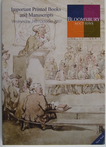 Important Books and Manuscripts. Wednesday 24th October 2007. New York.