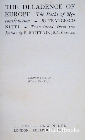 The Decadence of Europe: The Paths of Reconstruction