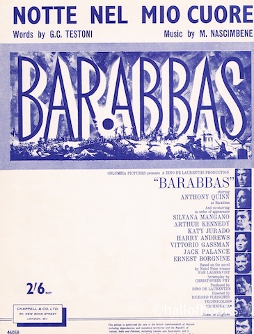 Notte Nel Mio Cuore. From the film Barabbas