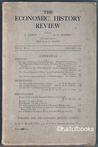 "The Economic History Review, Volume II, No. 1: January, 1929"