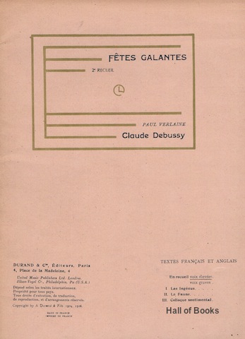 Fetes Galantes: 2nd Recueil. Vocal Score