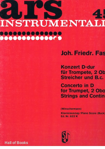 "Concerto in D for Trumpet, 2 Oboes, Strings and Continuo. Piano Score with parts."