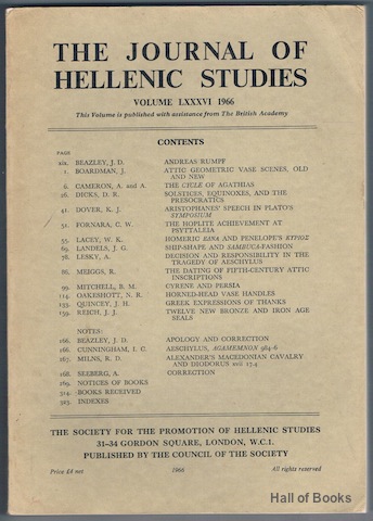 The Journal Of Hellenic Studies: Volume LXXXVI 1966