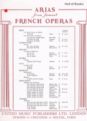 Les Pecheurs De Perles: Romance de Nadir (Arias From Famous French Operas)