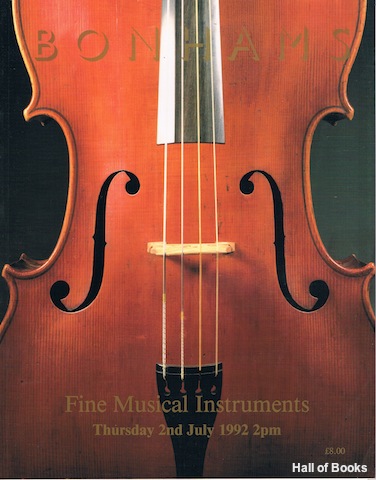 Fine Musical Instruments. Thursday 2nd July 1992. Auction Catalogue
