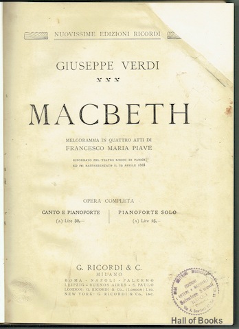 Macbeth: Melodramma In Quattro Atti Di Francesco Maria Piave. Opera Completa: Canto e Pianoforte