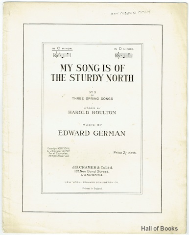 My Song Is Of The Sturdy North In C Minor. No.3 of Three Spring Songs. Vocal Score