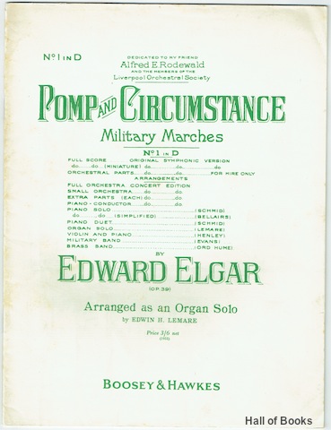 Pomp And Circumstance Military Marches No.1 in D by Edward Elgar (Op.39). Arranged as an Organ Solo By Edwin H. Lemare.