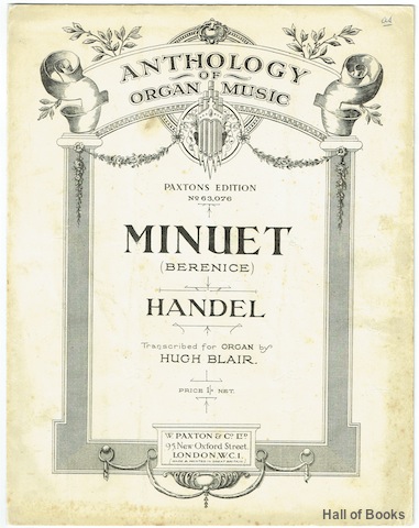"Minuet (Berenice): Anthology Of Organ Music, Paxton's Edition no. 63076"