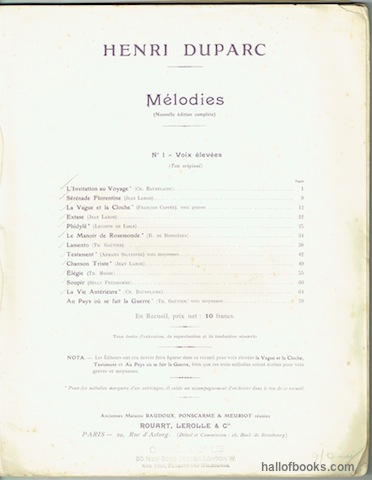 Melodies (Nouvelle edition completes): No. 1 - Voix elevees (Ton original). Musique De Chant.