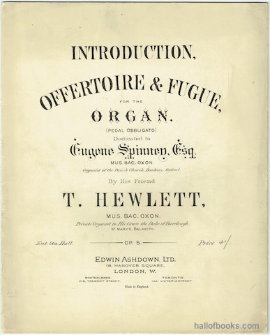 "Introduction, Offertoire & Fugue For The Organ (Pedal Obbligato)"