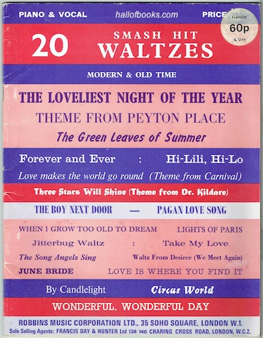 20 Smash Hit Waltzes: Modern And Old Time. Piano & Vocal