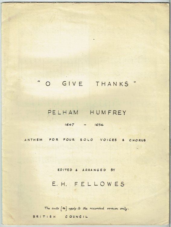 """O Give Thanks"": Anthem For Four Solo Voices & Choir"