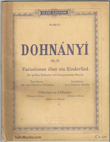 Variationen uber ein Kinderlied fur grosses Orchester mit konzertantem Klavier op. 25: Bearbeitung fur 2 Klaviere zu 4 Handen