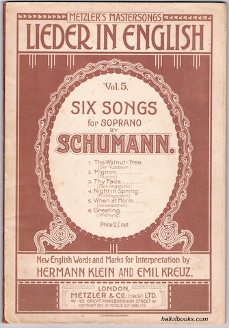 Metzler's Mastersongs: Lieder In English Vol. 5. Six Songs For Soprano