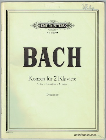 Konzert C Dur Fur Zwei Klaviere (Edition Peters No. 2200a)
