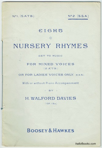 "Eight Nursery Rhymes Set To Music, Op.19A No.2 S.S.A (For Ladies Voices Only), With Or Without Piano Accompaniment"