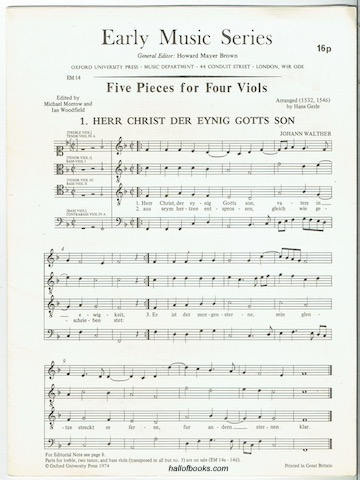 Five Pieces for Four Viols (Early Music Series - EM14)