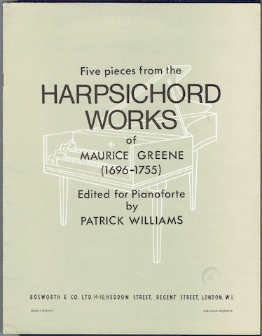 Five Pieces From The Harpsichord Works Of Maurice Greene (1696-1755) Edited For Pianoforte By Patrick Williams
