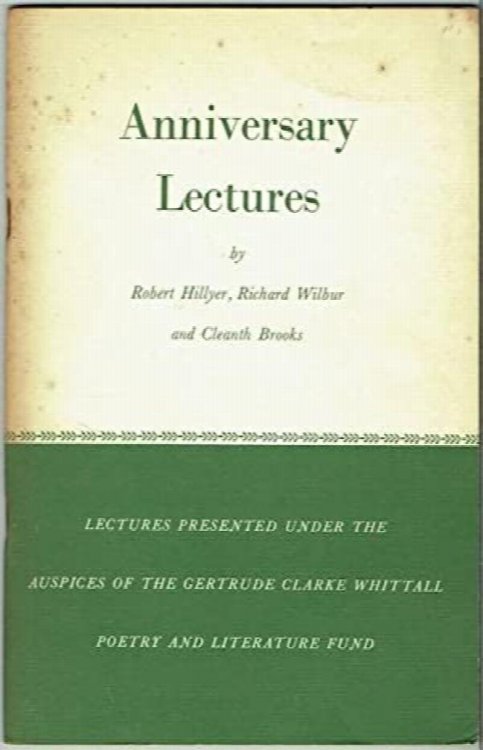 Anniversary Lectures 1959: Robert Burns, 1759; Edgar Allan Poe, 1809; Alfred Edward Housman, 1859. (Signed)