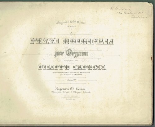Pezzi Originali Per Organo: Libro IV