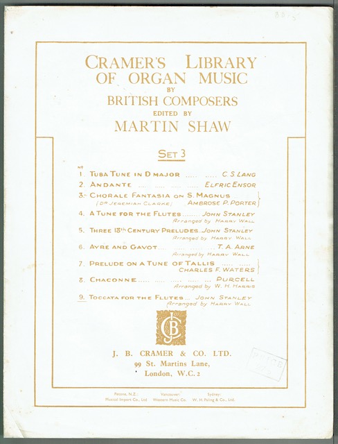 Toccata For The Flutes (Cramer's Library Of Organ Music Set 3, No. 9)