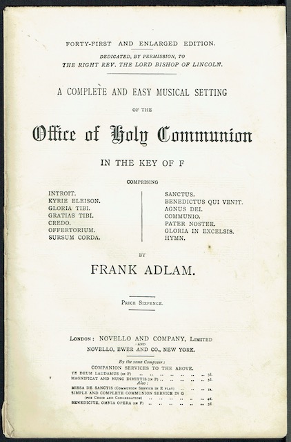 A Complete and Easy Musical Setting Of The Office Of Holy Communion In The Key Of F