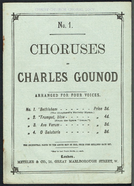 Choruses by Charles Gounod, Arranged For Four Voices. No. 1: Bethlehem (The Shepherd's Nativity Hymn)