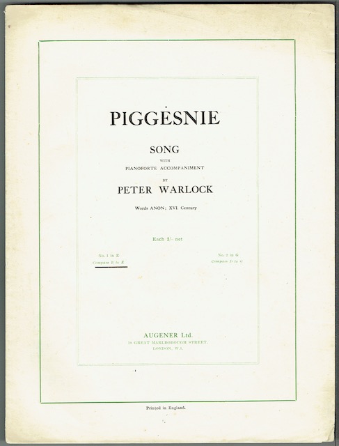 Piggesnie: Song With Pianoforte Accompaniment, No.1 in E (compass B to E)