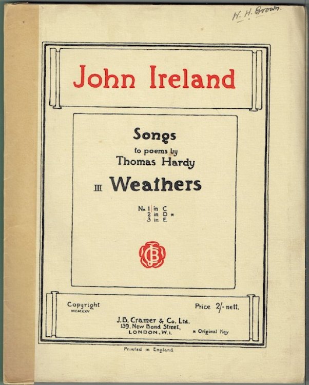 Songs To Poems By Thomas Hardy III: Weathers, No.1 in C