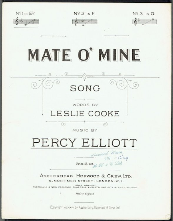 Mate O' Mine: Song No.1 in E flat