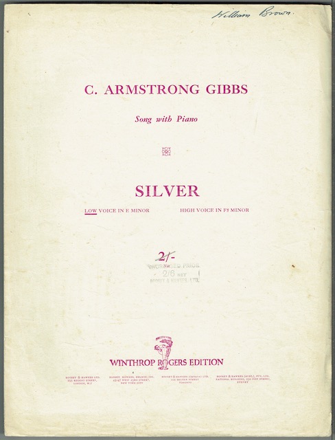 Silver: Song With Piano, Op. 30 No. 2 - Low Voice In E Minor